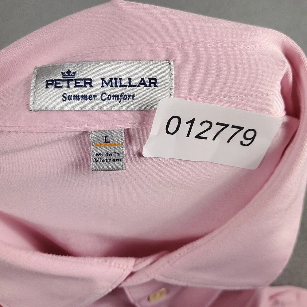 Peter Millar Summer Comfort Pink Golf Mens Short Sleeve Polo Shirt Size Large - Picture 8 of 8